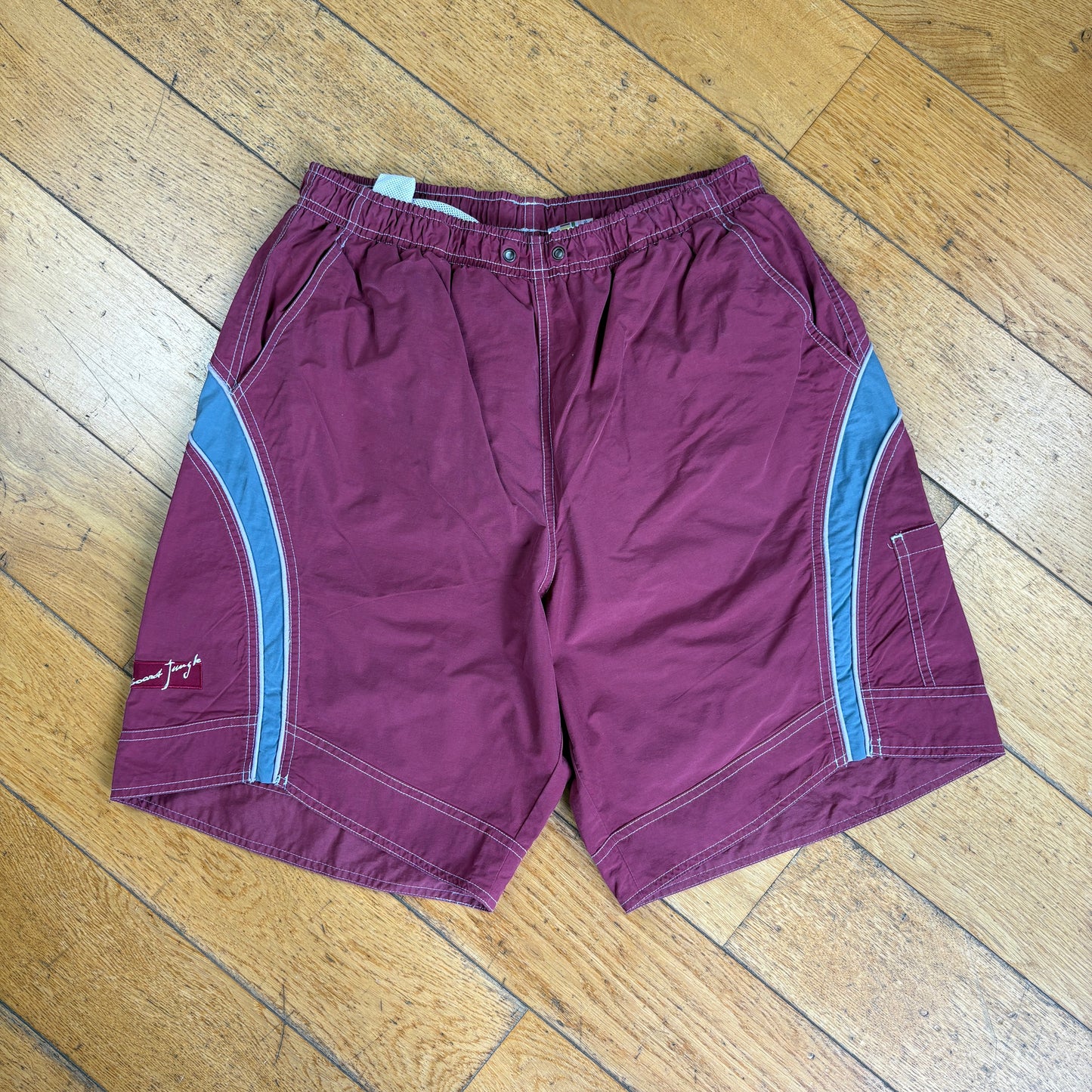 Vintage Lotto Sport Baggy Board Shorts Burgundy - S