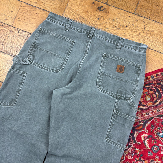 Vintage Carhartt Green Workwear Carpenter Baggy Trousers - 36
