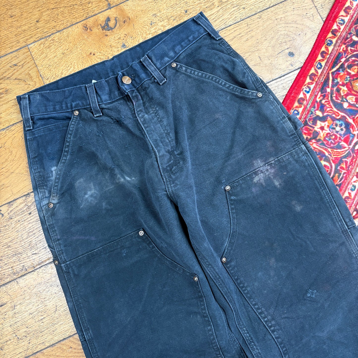 Vintage Carhartt Black Double Knee Workwear Carpenter Baggy Trousers - 30