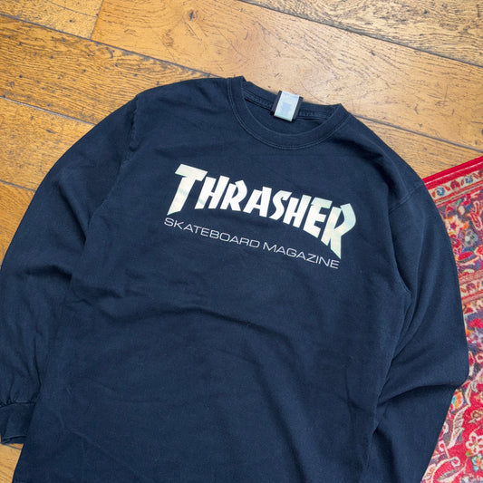 Vintage Thrasher Black Skate Graphic T-Shirt - S