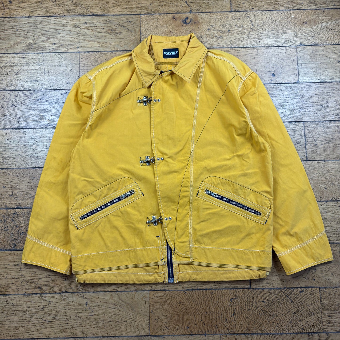 Vintage Soviet Urban Tribe Yellow Fireman Clasp Jacket Coat - XL