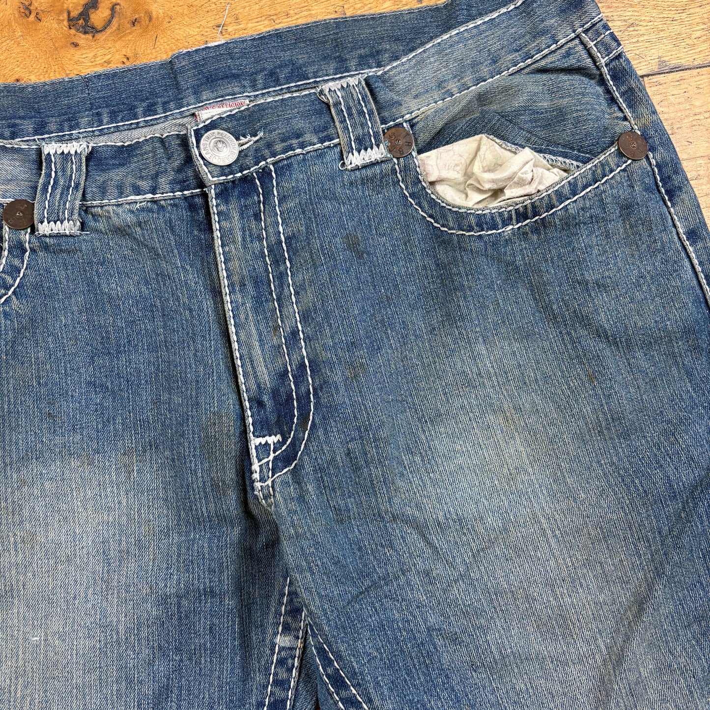 Vintage True Religion Blue Embroidered Y2K Shorts Jorts - 41