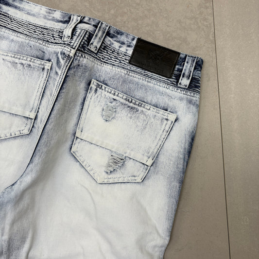 Vintage Acid Wash Blue Hip Hop Shorts Jorts - 36