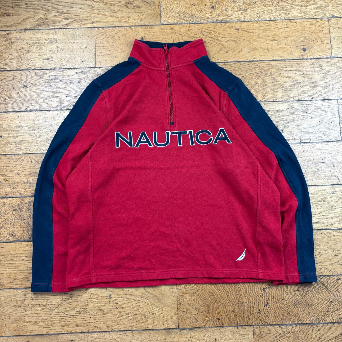 Vintage Nautica Red Embroidered Sweatshirt - L