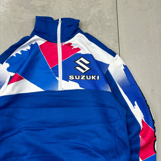 Vintage Suzuki Racing Blue Tracksuit Track Shell Windbreaker Jacket - L