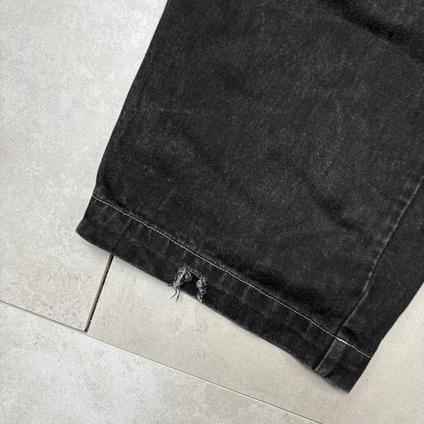 Vintage Rare 90s JNCO Sidewinder Black Embroidered Baggy Jeans - 36