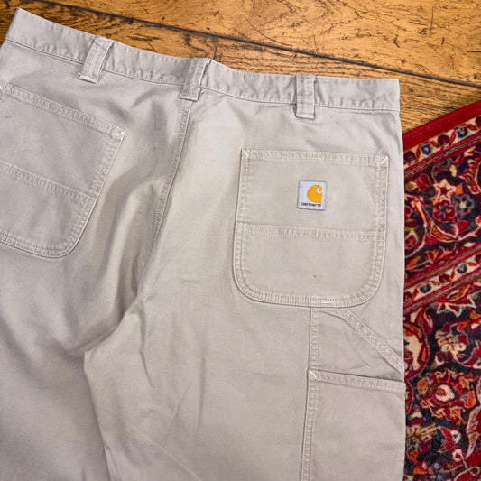 Vintage Carhartt Cream Workwear Baggy Carpenter Shorts - 38