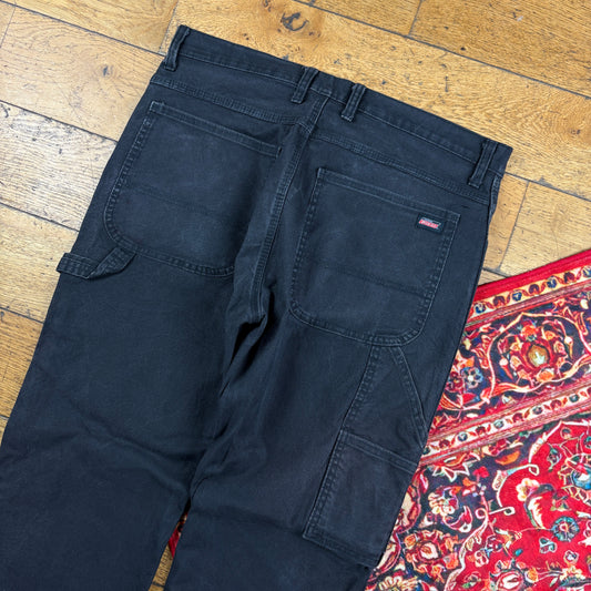 Vintage Dickies Workwear Carpenter Baggy Black Trousers - 34