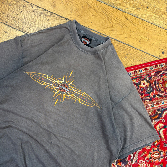 Vintage Harley Davidson Brown Faded Graphic T-Shirt - XL