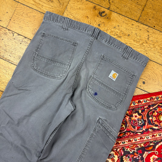 Vintage Carhartt Grey Workwear Carpenter Trousers - 36