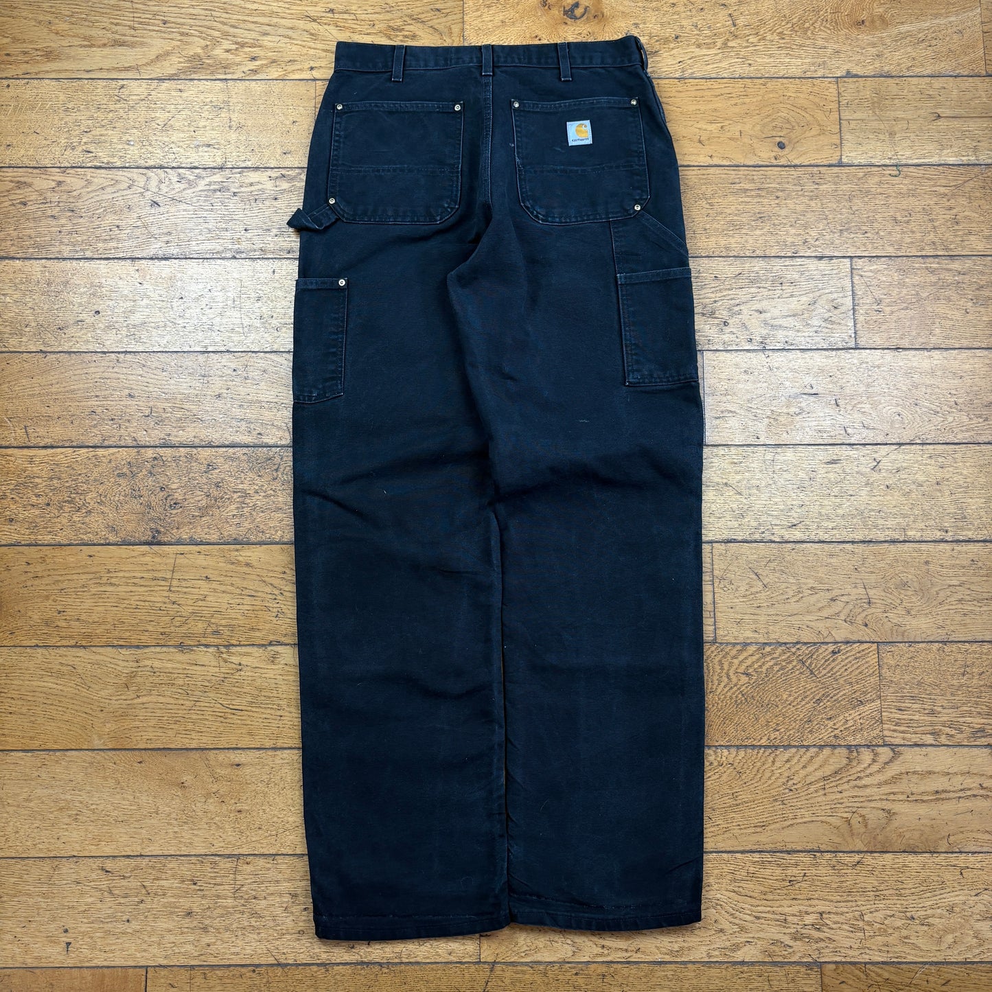 Vintage Carhartt Black Double Knee Workwear Carpenter Baggy Trousers - 32
