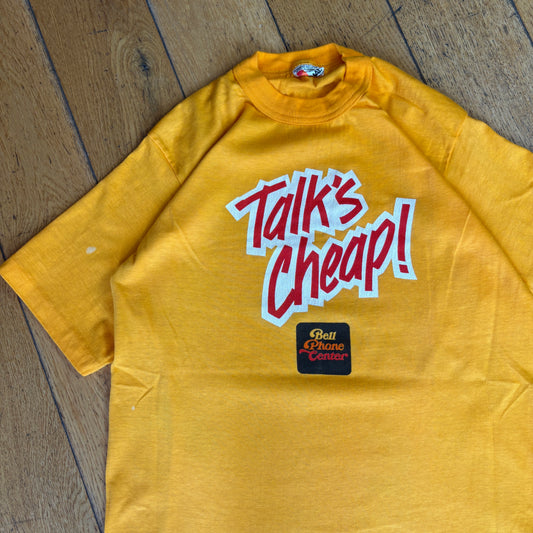 Vintage 90s Slogan Yellow Single Stitch Graphic T-Shirt - XS