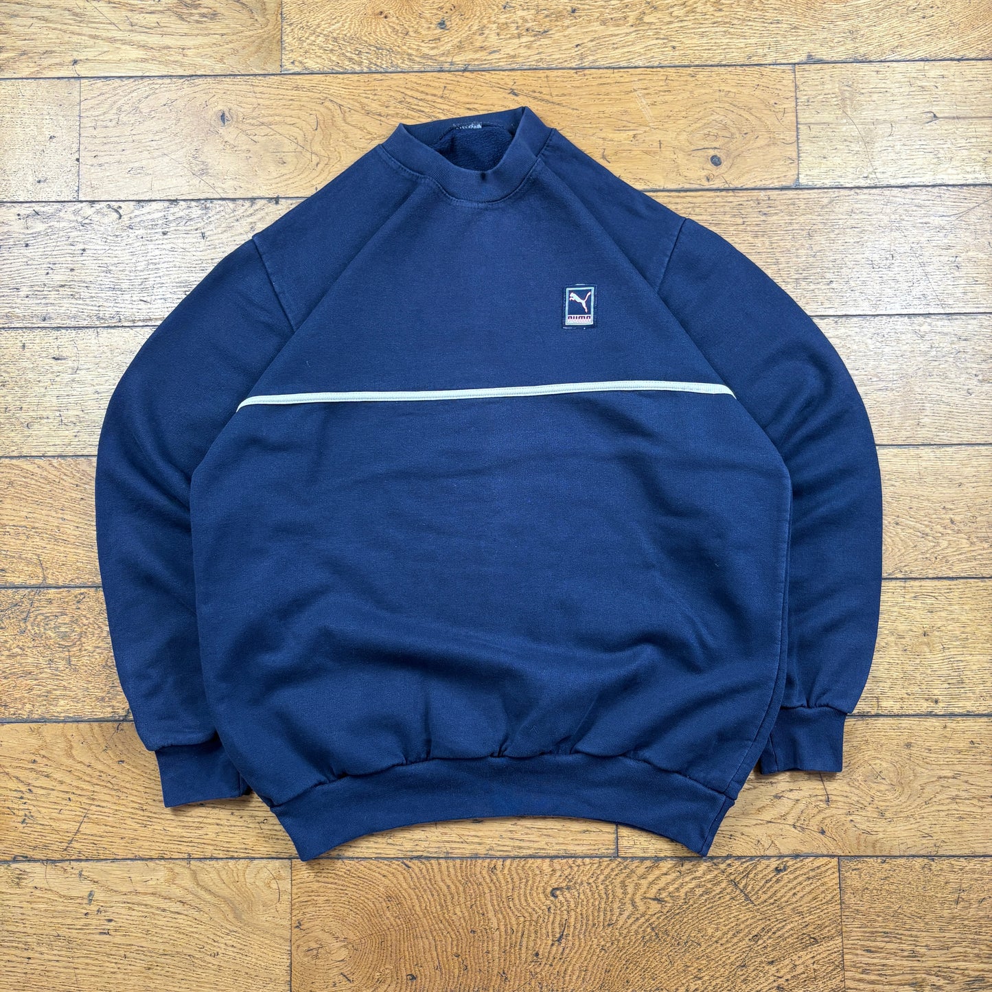 Vintage Puma Navy Embroidered Sweatshirt - M