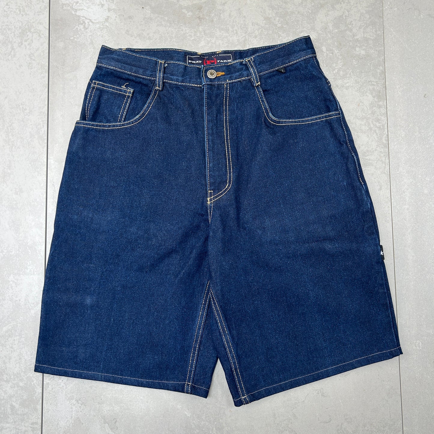 Vintage Phat Farm Embroidered Hip Hop Baggy Blue Shorts Jorts - 30