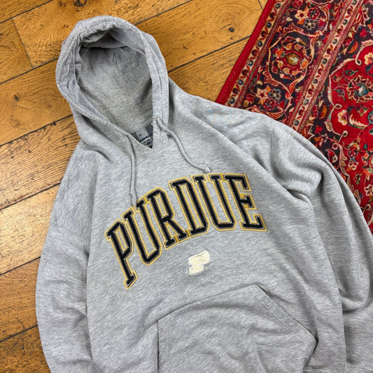 Vintage Purdue USA College Embroidered Grey Hoodie Sweatshirt - M