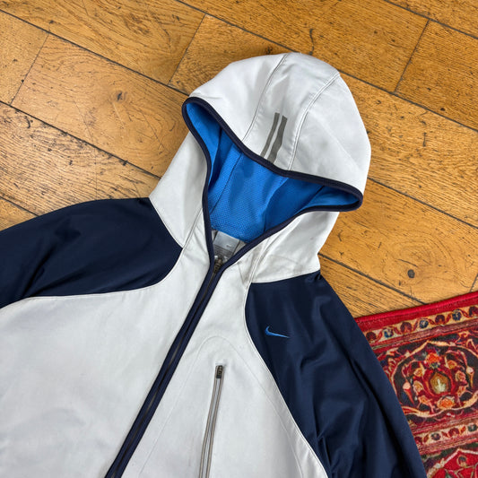 Vintage Nike White Navy Swoosh Y2K Tracksuit Jacket - XL