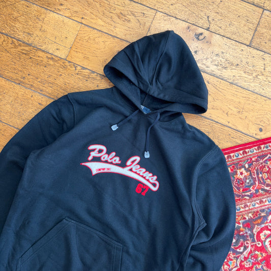 Vintage Ralph Lauren Black Embroidered Hoodie Sweatshirt - S