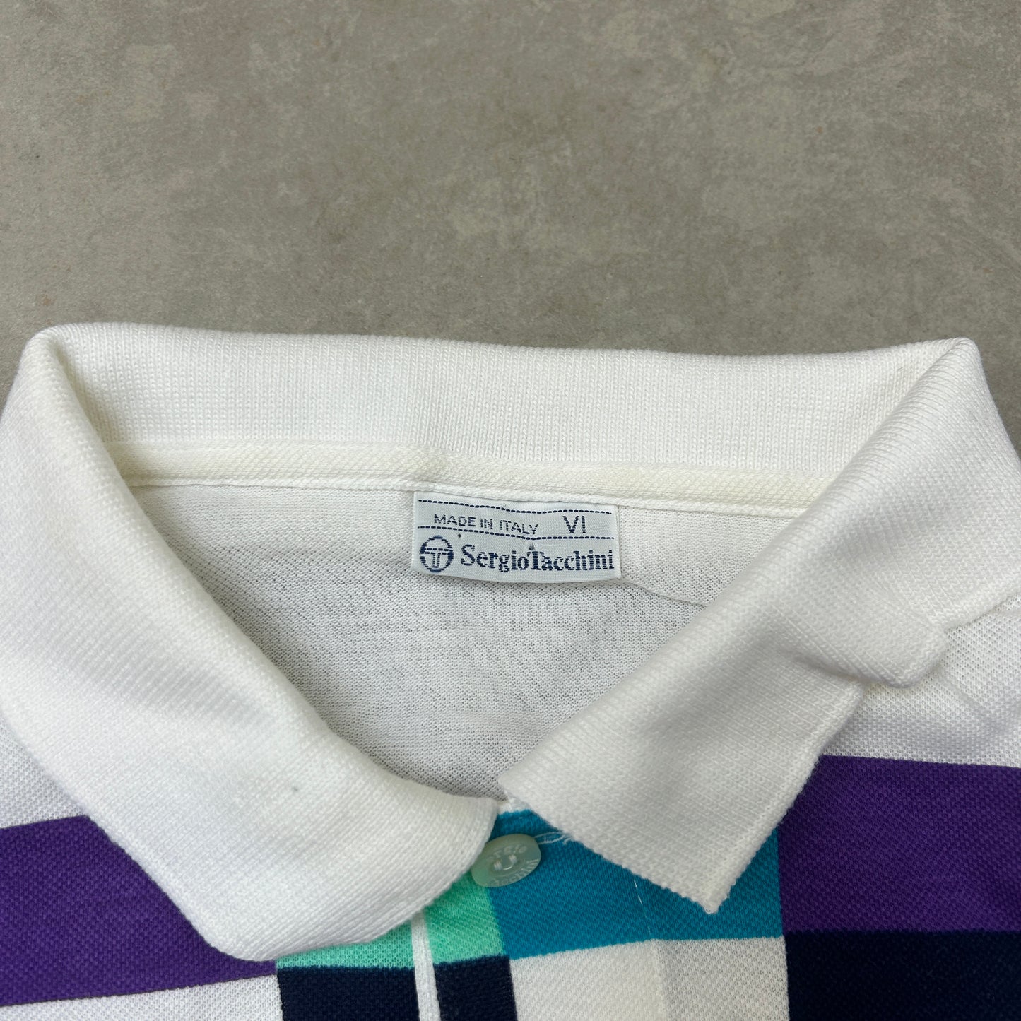 Vintage Sergio Tacchini White Embroidered Polo Shirt - L