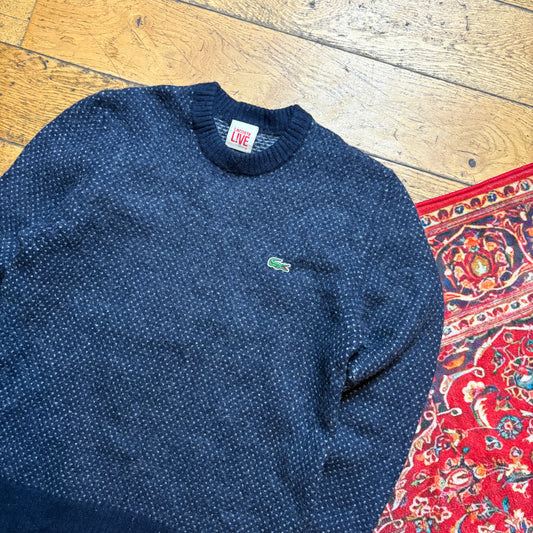 Vintage Lacoste Wool Blue Chunky Knit Jumper - XS