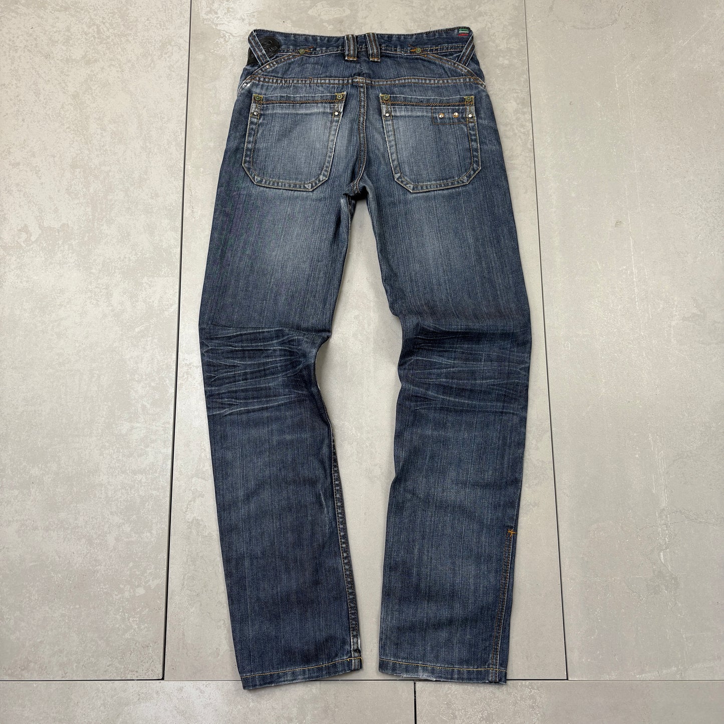 Vintage Embroidered Hip Hop Straight Blue Jeans - 32