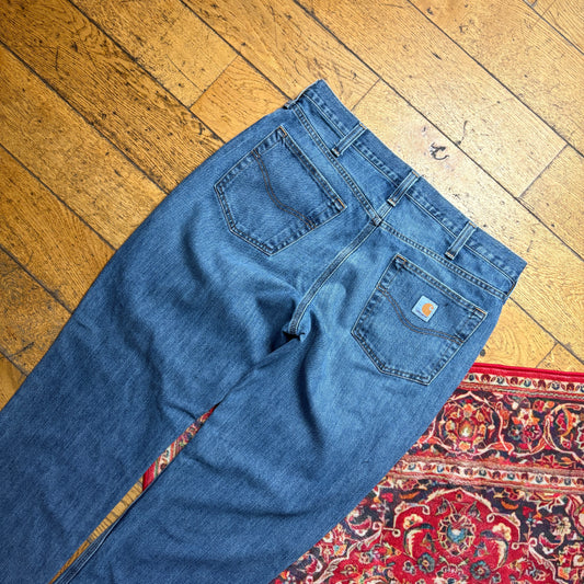 Vintage Carhartt Workwear Carpenter Baggy Blue Jeans - 38R