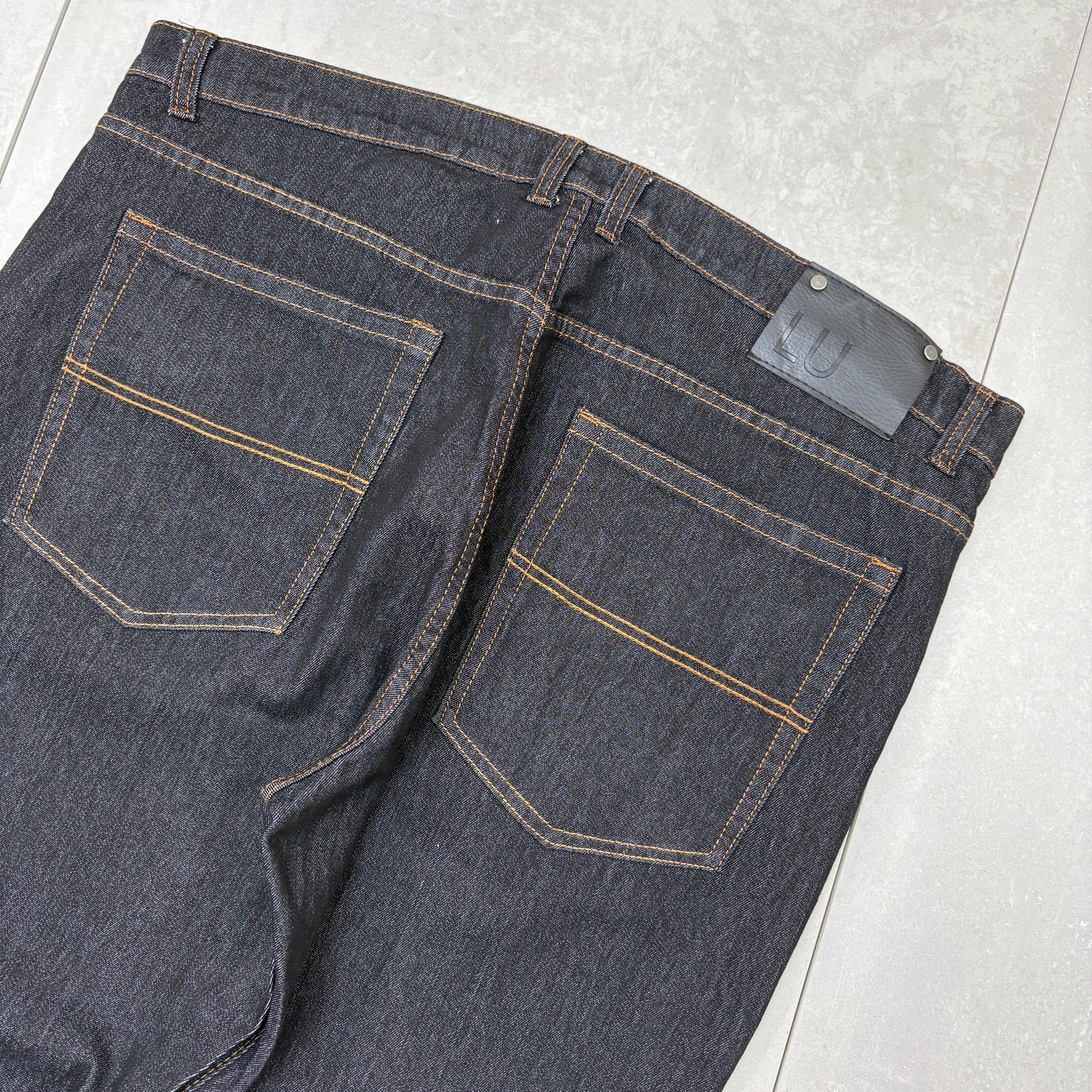Vintage Embroidered Hip Hop Black Baggy Jeans - 46