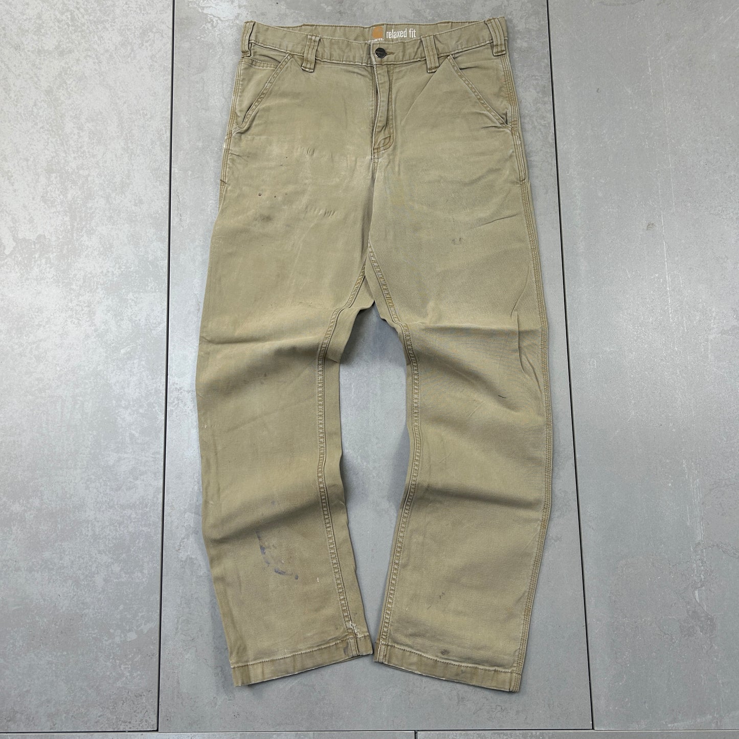 Vintage Carhartt Cream Workwear Carpenter Baggy Trousers - 32