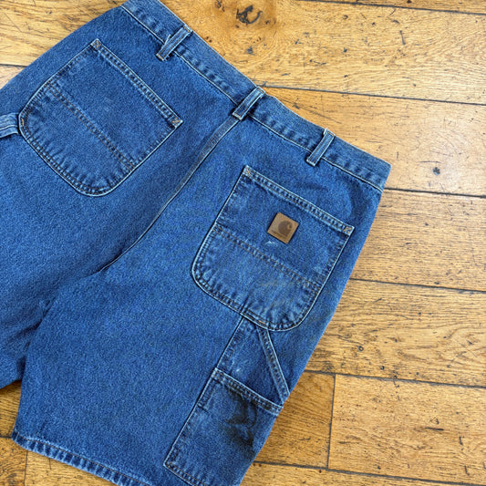 Vintage Carhartt Workwear Blue Baggy Carpenter Shorts - 34