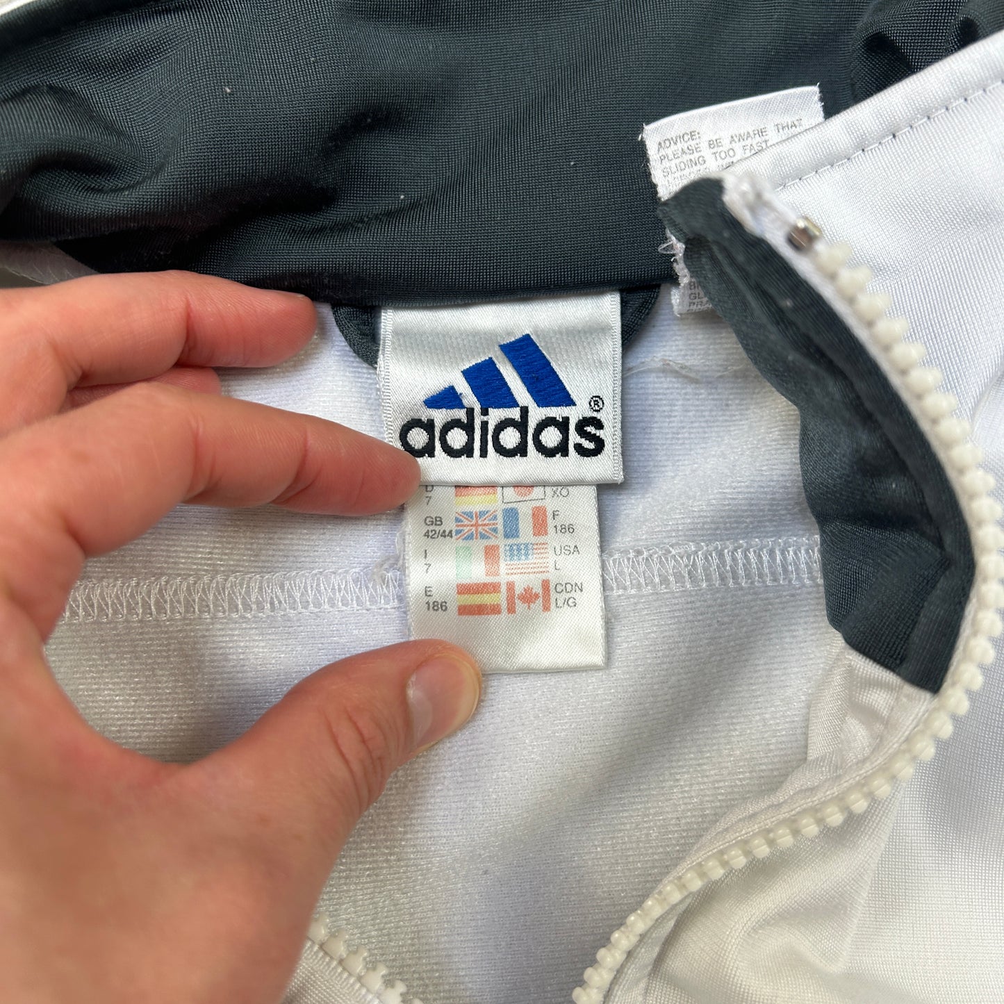 Vintage Adidas White Tracksuit Track Shell Windbreaker Jacket - L