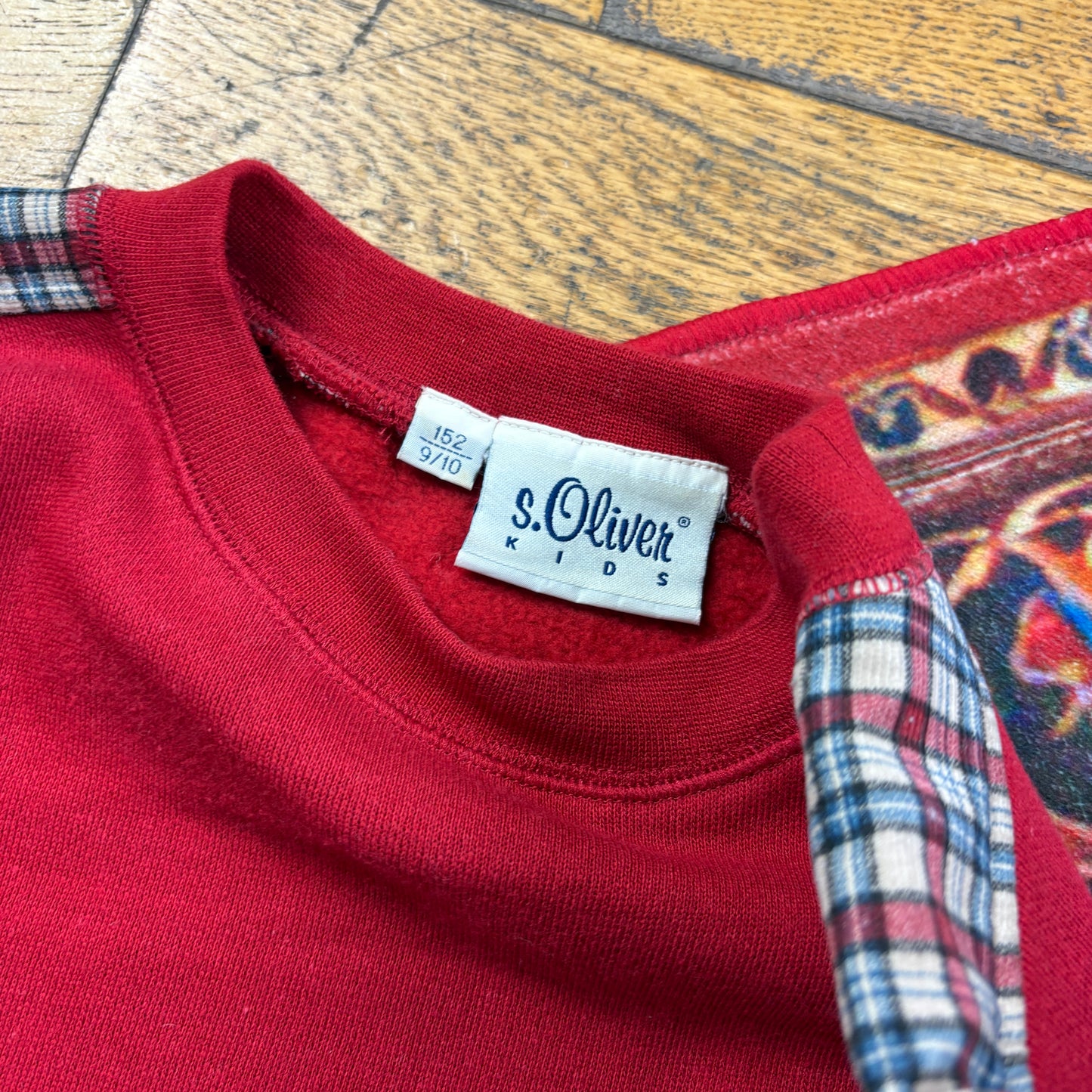 Vintage 90s Madness Red Tartan Embroidered Sweatshirt - M