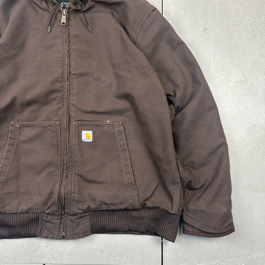 Vintage Carhartt Active Workwear Detroit Brown Hoodie Jacket - XL