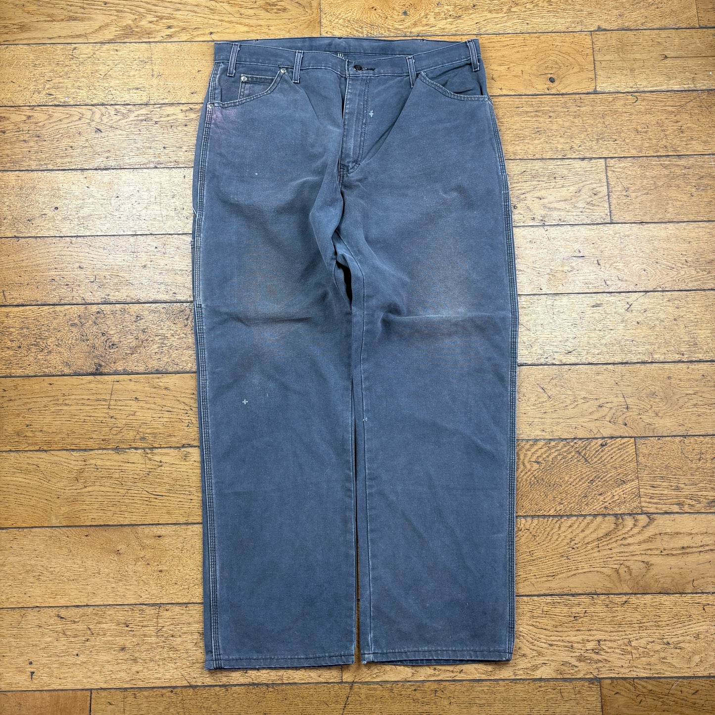 Vintage Dickies Grey Workwear Carpenter Baggy Trousers - 38