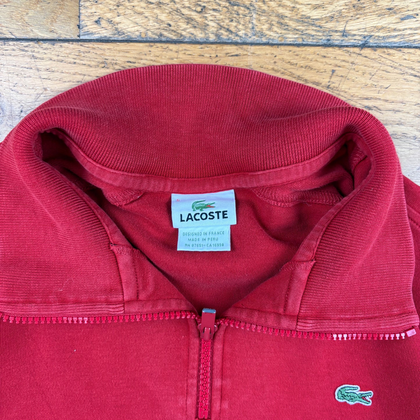 Vintage Lacoste Red Embroidered Sweatshirt - L