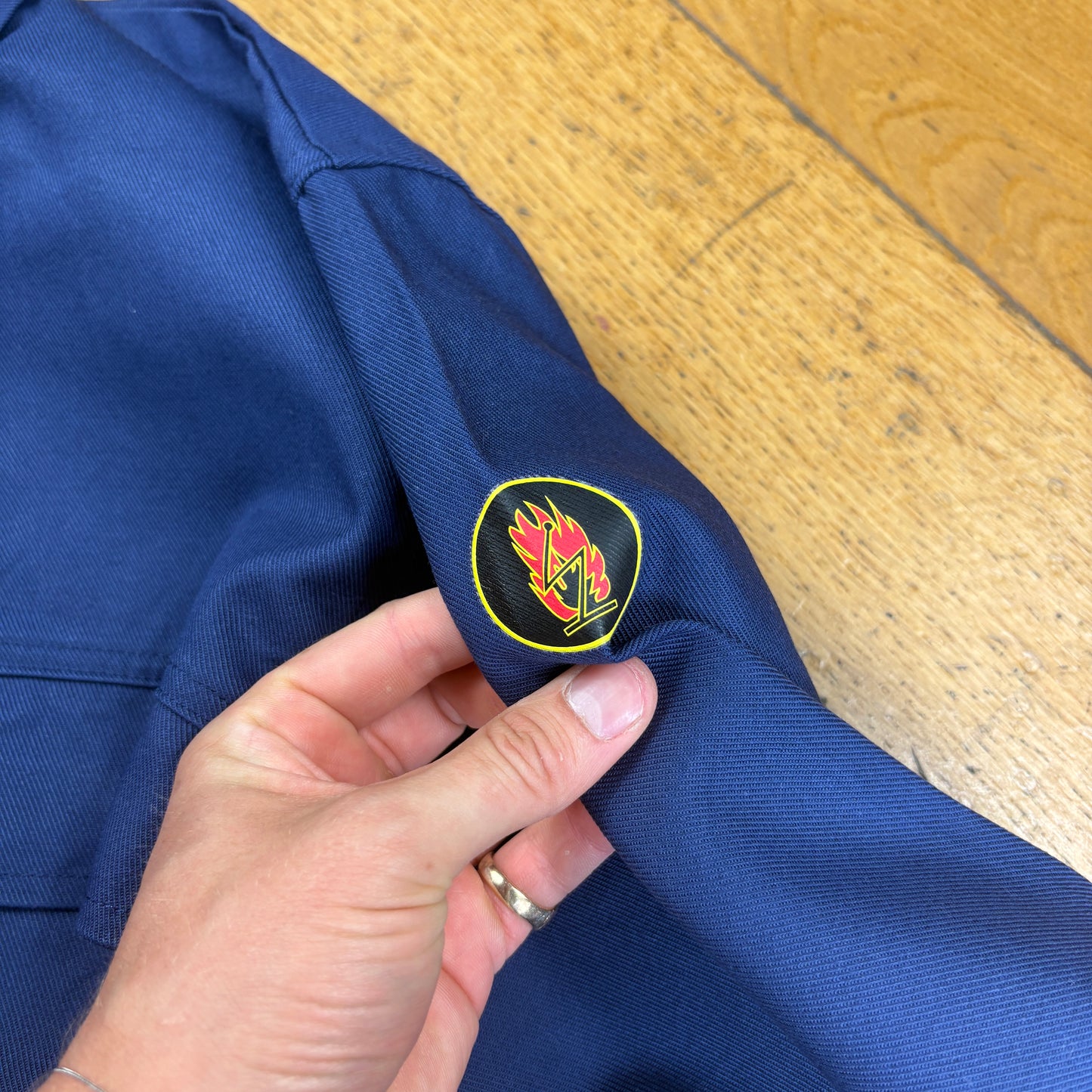 Vintage French Chore Workwear Jacket Blue Overcoat - L