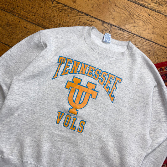 Vintage 90s Russell Athletic Grey College Boxy Sweatshirt - L