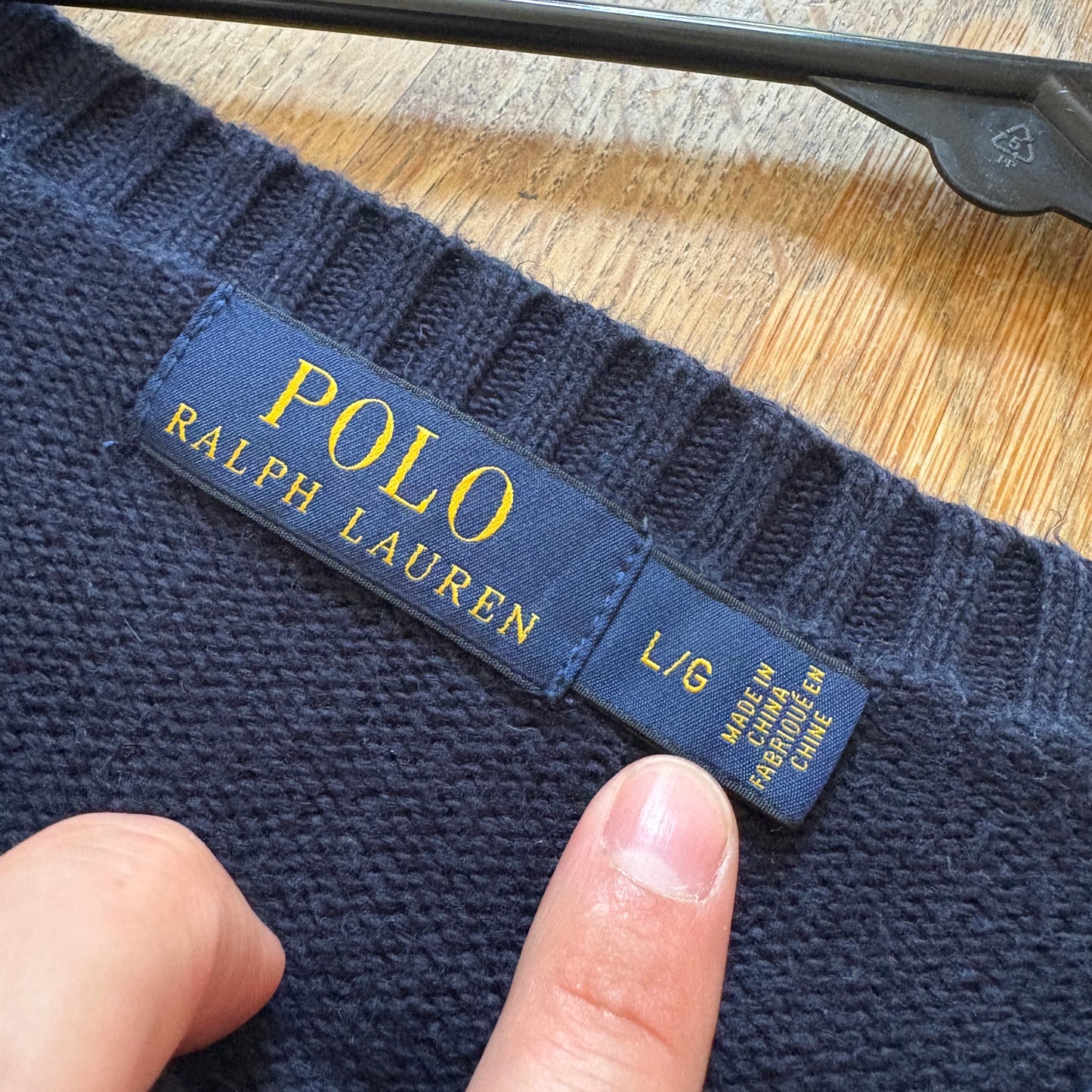 Vintage Ralph Lauren Navy Chunky Knit Crewneck Jumper - L