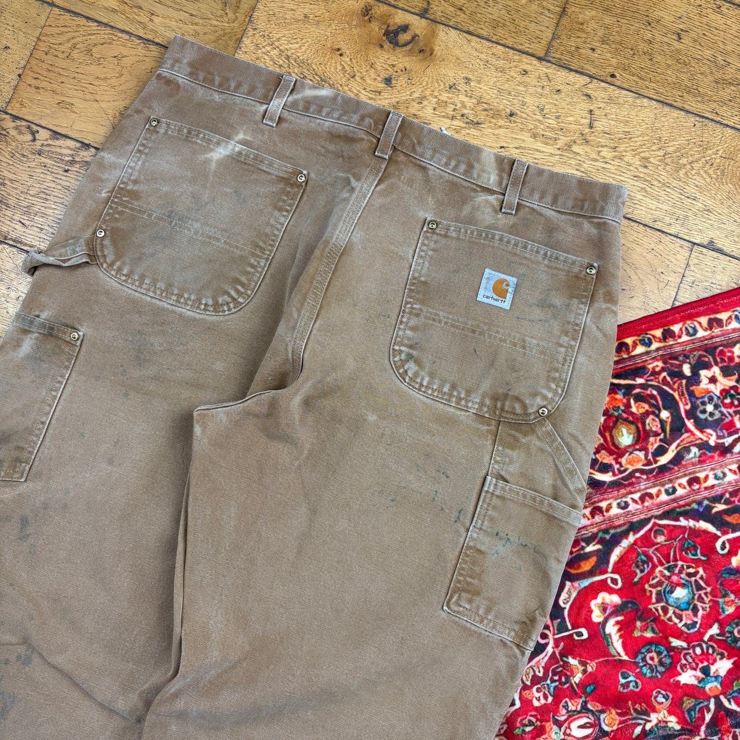 Vintage Carhartt Brown Double Knee Workwear Carpenter Baggy Trousers - 38