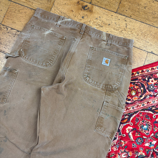 Vintage Carhartt Brown Double Knee Workwear Carpenter Baggy Trousers - 38