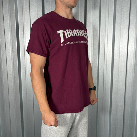 Thrasher Burgundy Skate Graphic T Shirt - M