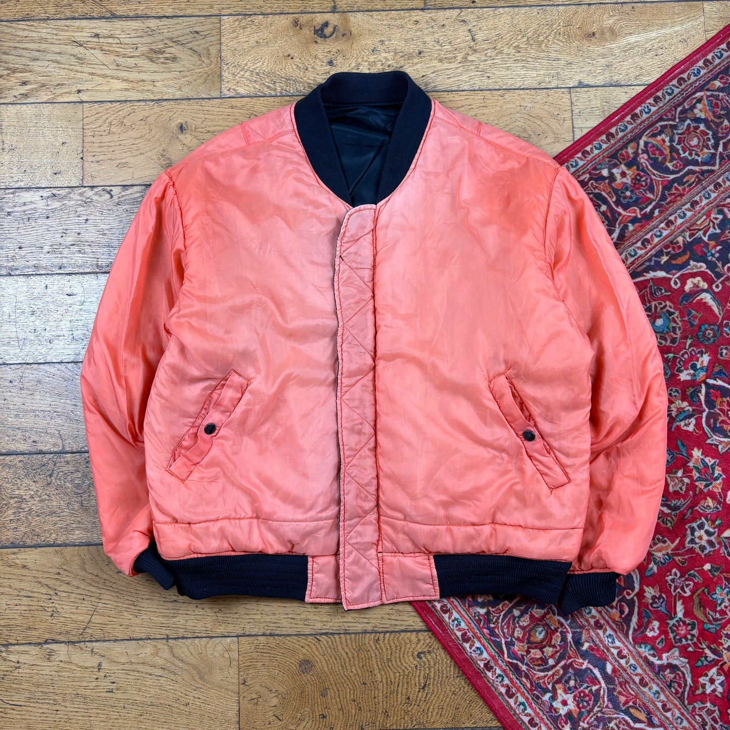 Vintage MA-1 Reversible Black Bomber Jacket - L