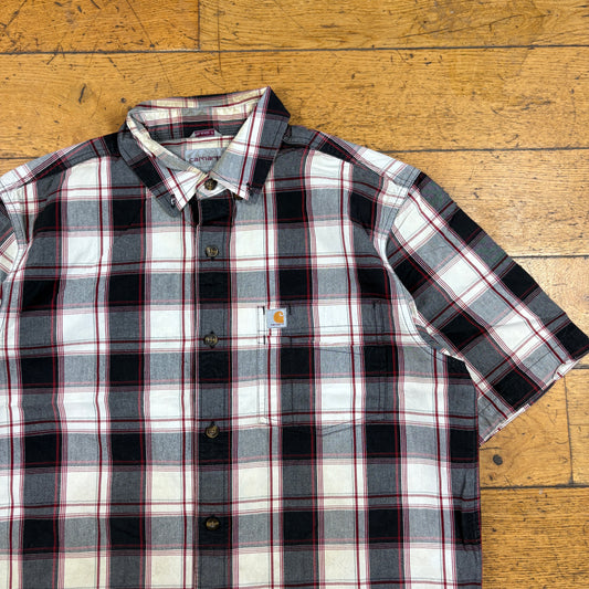 Vintage Carhartt Red Check Short Sleeve Workwear Shirt - M