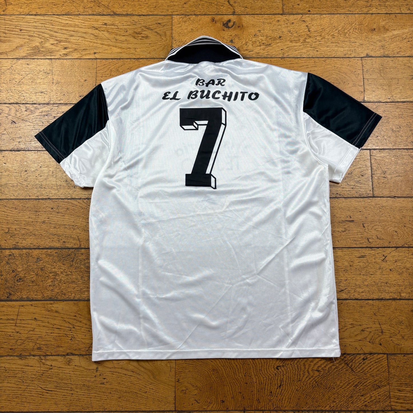 Vintage Adidas White Black Football Polo T-Shirt - XL