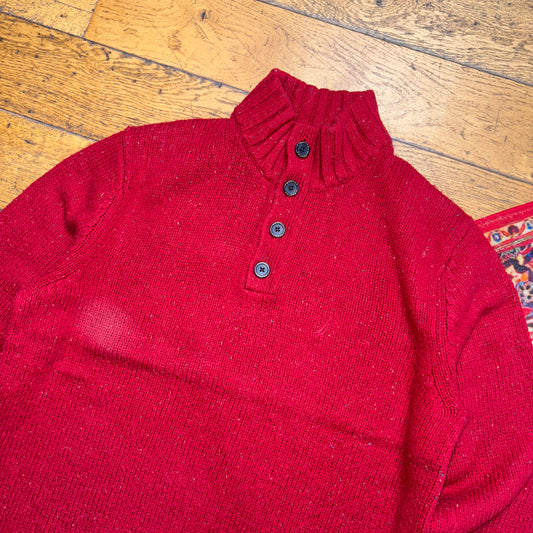 Vintage Nautica Red Embroidered Knit Jumper - XL