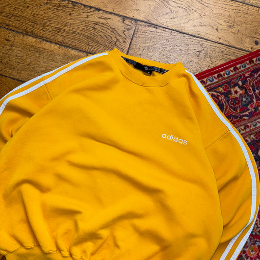 Vintage 90s Adidas Yellow Embroidered Sweatshirt - M