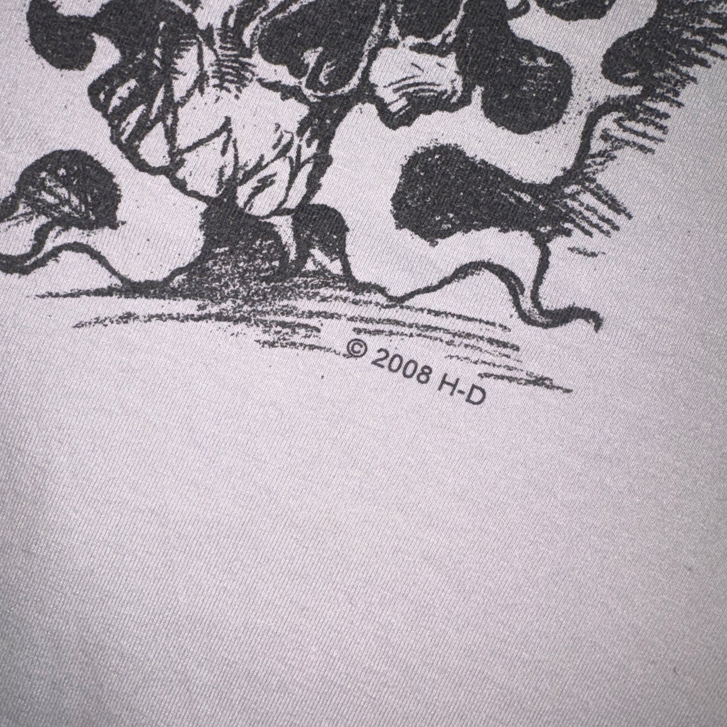 Vintage Harley Davidson Skull Grey Graphic T-Shirt - S
