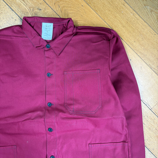 Vintage French Chore Workwear Jacket Burgundy Overcoat - XL