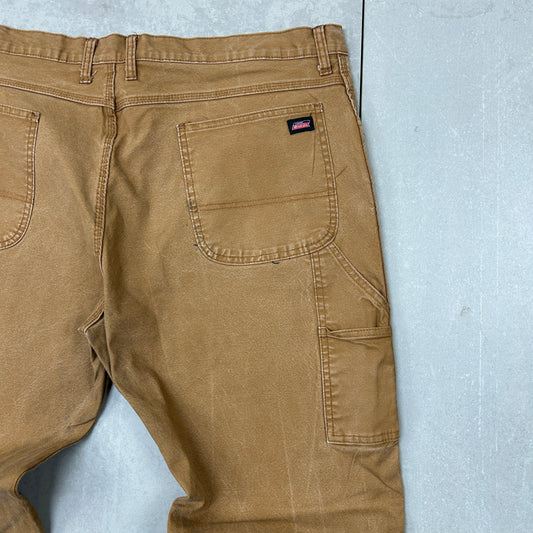 Vintage Dickies Workwear Carpenter Baggy Brown Trousers - 42