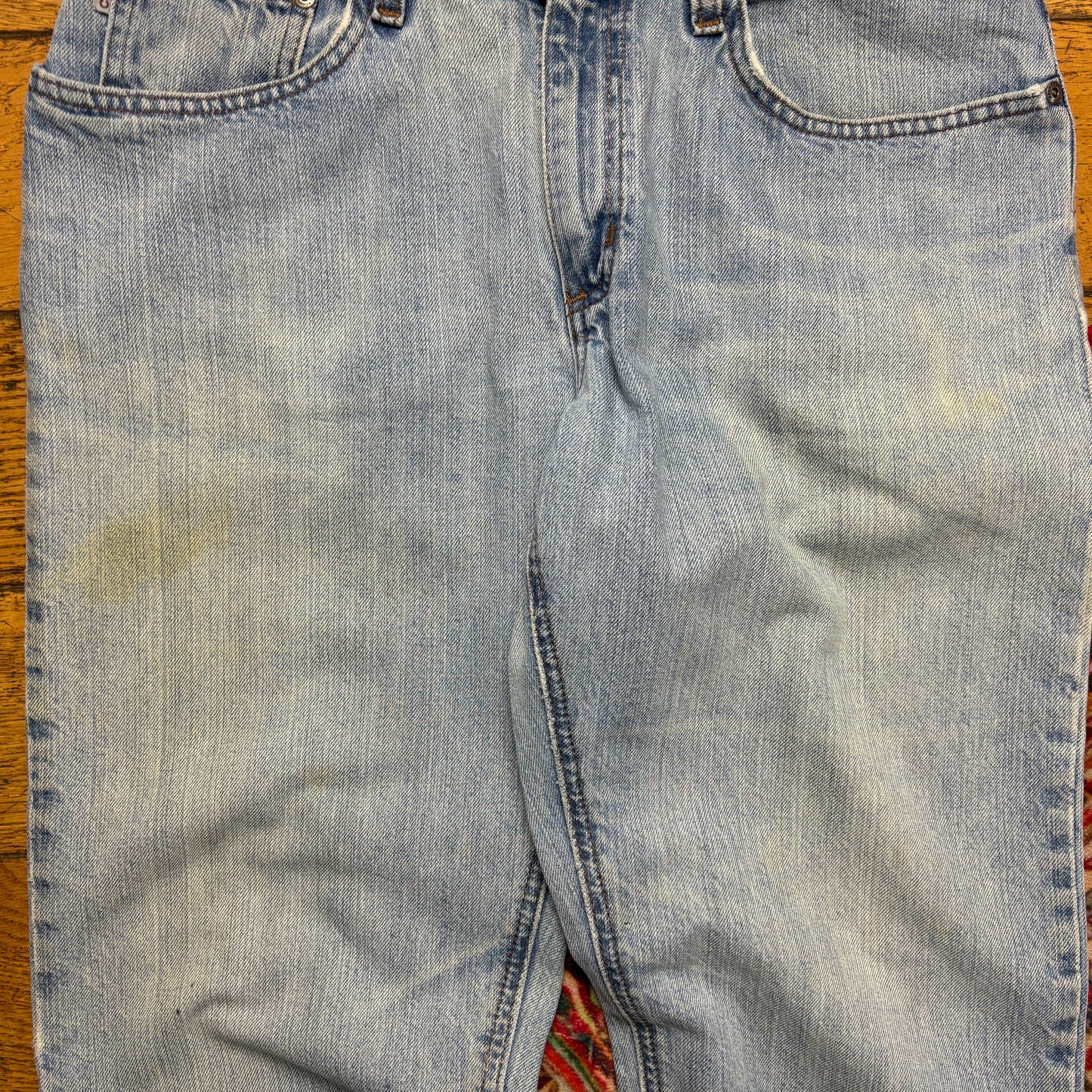 Vintage Carhartt Workwear Carpenter Baggy Blue Jeans - 32L