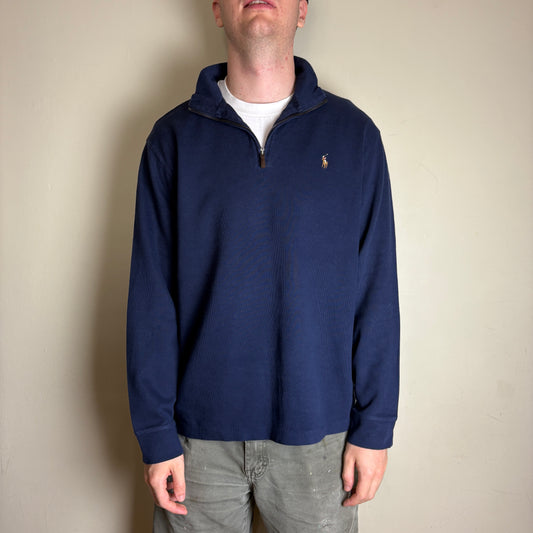 Vintage Ralph Lauren Navy Quarter Zip Jumper - L
