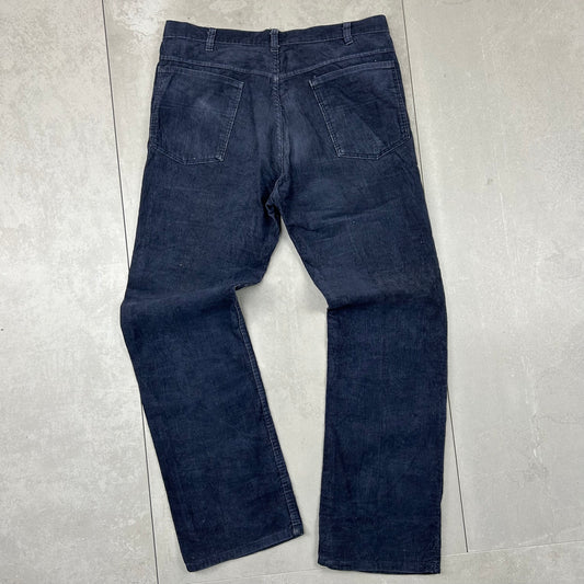 Vintage Navy Corduroy Baggy Cords Trousers - 36W